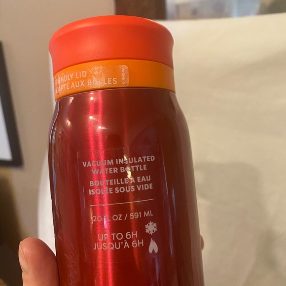 Starbucks Metallic Red Water Bottle with Orange Cap - Picture 4 of 5